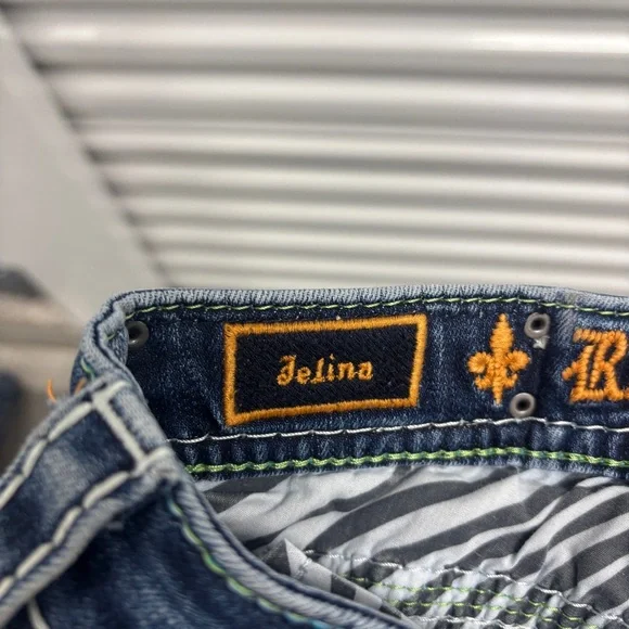 Rock Revival Felina size 29 Women's skinny Jeans in Deep Blue bling lady rider - Picture 9 of 11